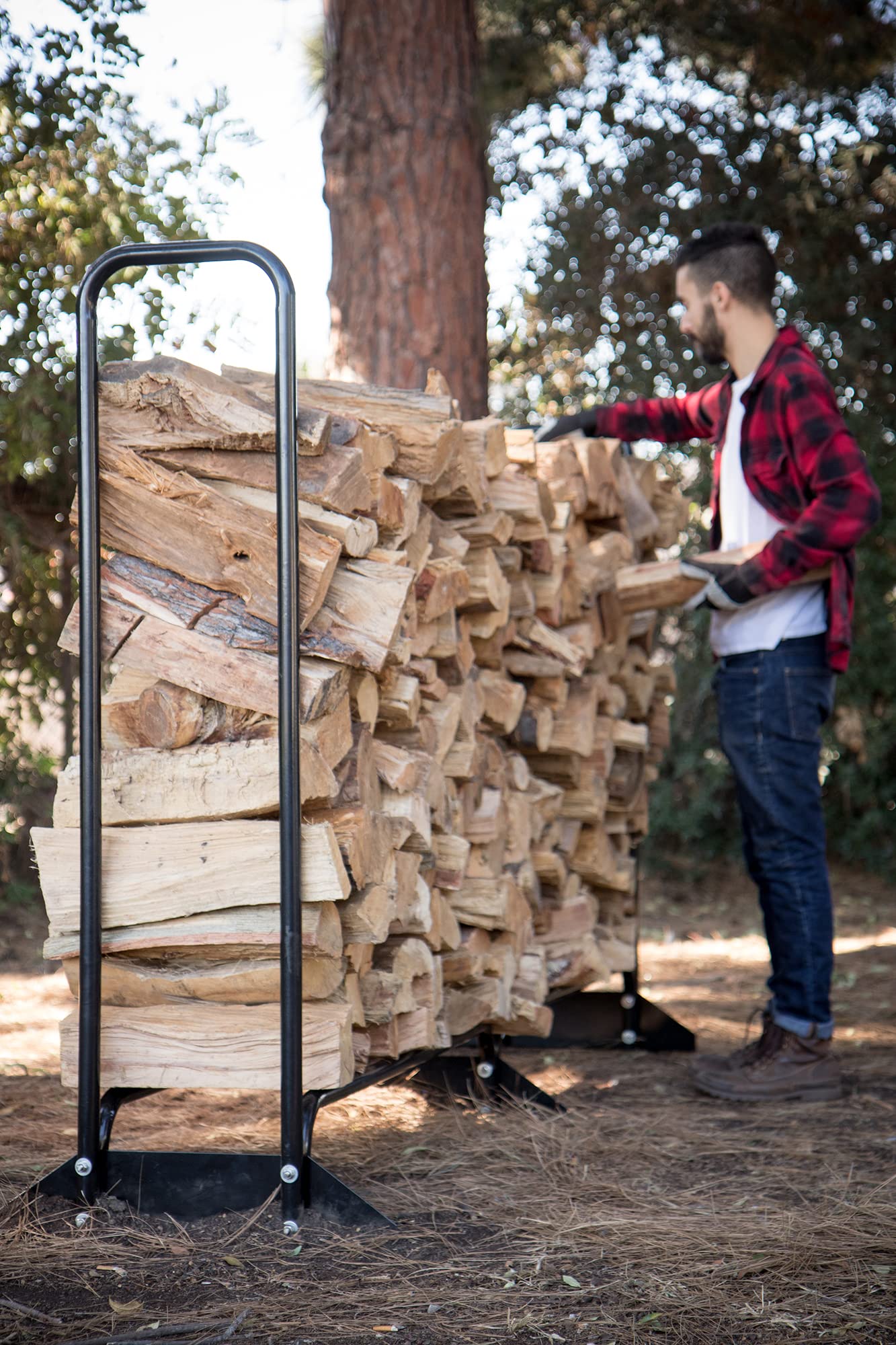 Champion Power Equipment 201164 96-Inch Firewood Heavy Duty Wood Log Rack, Weather Resistant Cover Included
