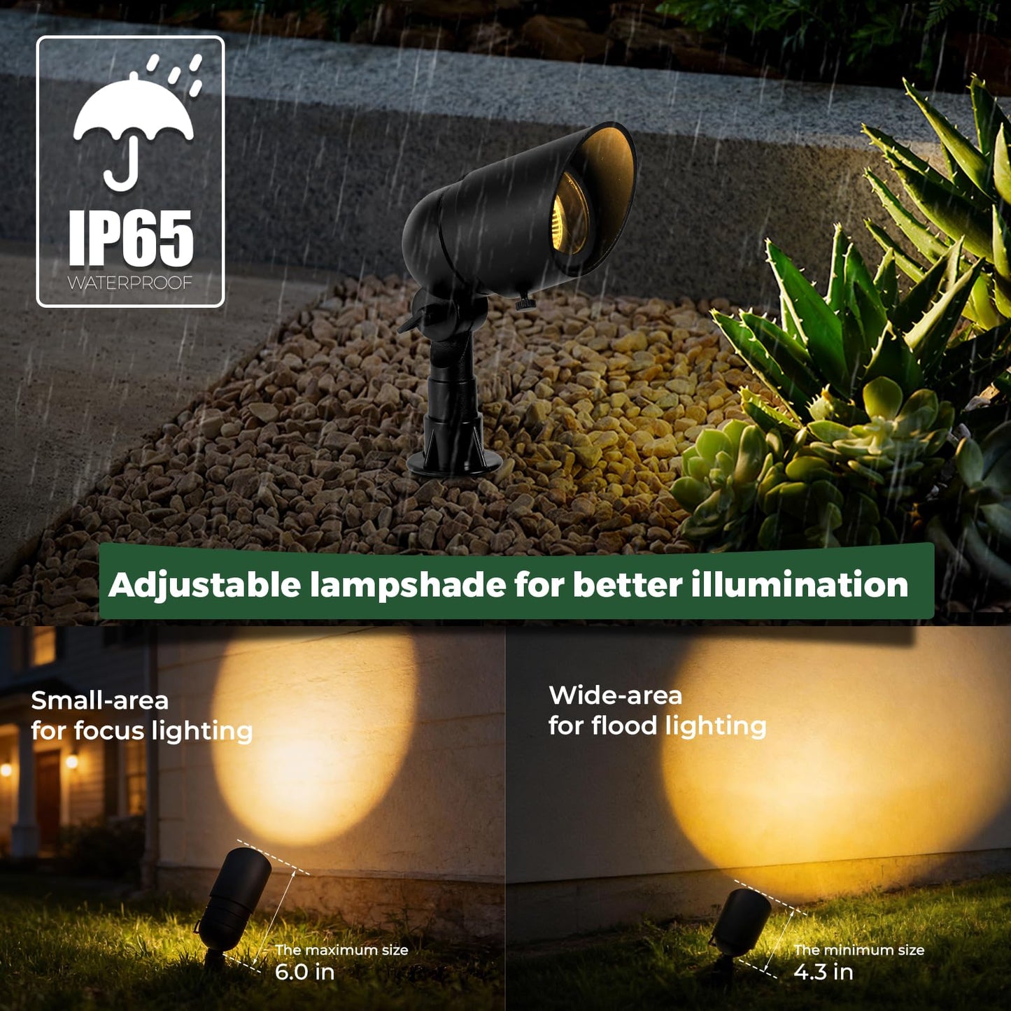 Gardencoin Low Voltage Landscape Spotlight, 12V LED Outdoor Landscape Lighting, Landscape Spot Lights Wired for Garden and Yard, Aluminum Up Lighting Fixture with 5W MR16 Replaceable Bulb (6 Pack)