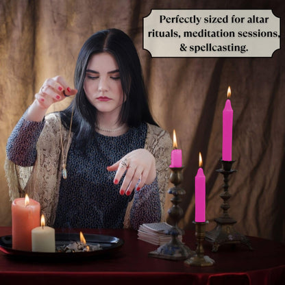 Vrinda® Set of 20-4" Mini Chime Ritual Spell Unscented Taper Candles – Ideal for Chime/Altar/Spell Work (Pink)