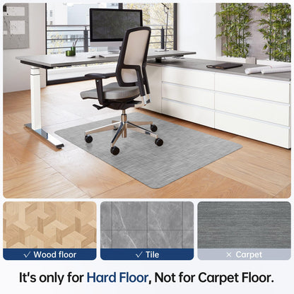 Cybstrax Office Chair Mat for Hardwood & Tile Floor, 46" x 60" Desk Chair Mat, Anti Slip, Non-Curve Computer Chair Mat for Rolling Chairs Floor Protector for Home Office
