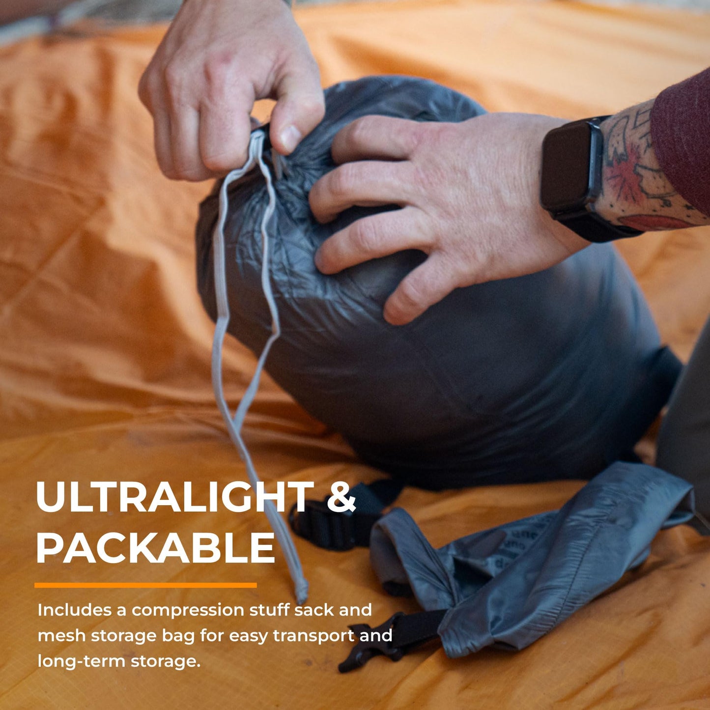 VIAM Outdoors 10 Degree Camping Quilt: Backpacking Quilt Ultralight, Removable Hood, Zippered Footbox, & Pad Straps for Camping, Hiking, Backpacking, Hammocks - Synthetic, Long