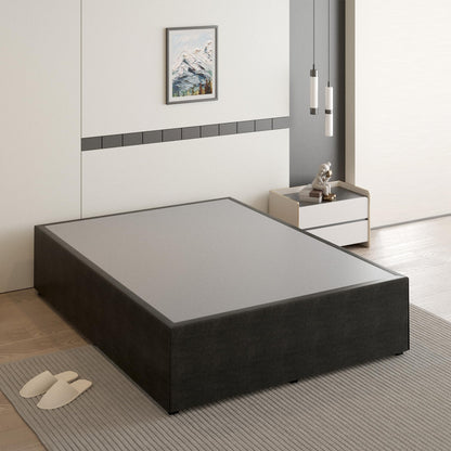 Cieemine 18 Inch Full Size Bed Frame with Black Bed Cover, Metal Bed Frame Full Size No Box Spring Needed, Heavy Duty Mattress Foundation, Easy Assembly, Noise Free