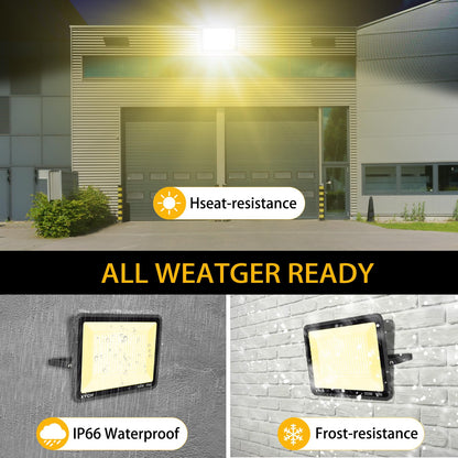 XYCN 2 Pack 300W Warm White LED Flood Light,No Plug,3000K 42500LM Outside Flood Light,Super Bright Outdoor Security Lights, IP66 Waterproof Floodlight for Yard,Playground,Garage, Garden, Lawn
