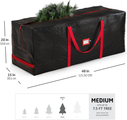Zober Christmas Tree Storage Bag - Waterproof & Durable for 7.5 Ft Artificial Trees - Black with Label Slot