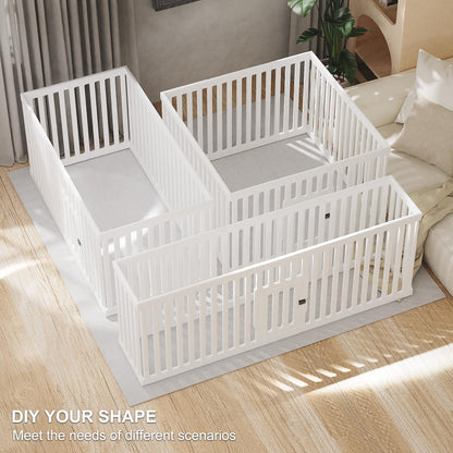 Dog Playpen with Locking Door - 12 Panels Indoor Puppy Play Pen & Pet Fence, 25.6 Inch Height Portable Playpen for Small Medium Dogs & Cats, Easy Set Up, Durable Plastic, White