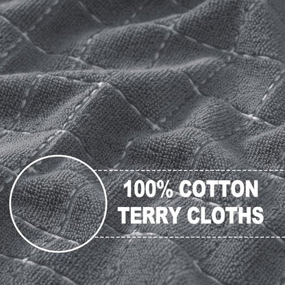 Homaxy 100% Cotton Terry Kitchen Towels(Grey, 13 x 28 inches), Checkered Designed, Soft and Super Absorbent Dish Towels, 4 Pack