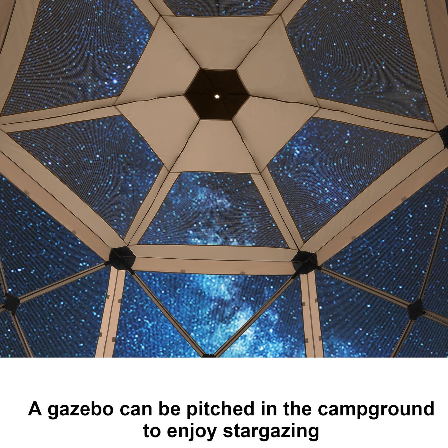 COBIZI 12x12 FT Pop Up Canopy Stargazing Tent, Gazebos On Clearance with Removable Roof, Screened in Gazebo, Screen Tents Portable carpas para Patio for Outdoor Camping,Backyard, Garden, Khaki(Pro)