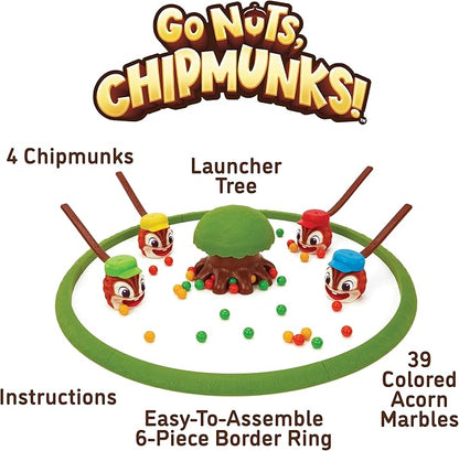 Go Nuts Chipmunks! Acorn Collecting Family Game for Kids – Fast-Paced Marble Chase Board Game with Launcher Tree Quick Setup and Easy to Play Fun for Ages 5 and up 2-4 Players