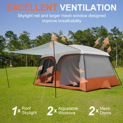 Vidalido Tents，3-4 Person Camping Tent with Extended Vestibule，Weather Resistant Family Tents with Breathable Mesh Windows，Easy Install Waterproof Outdoor Tent for Backpacking and Camping Hiking