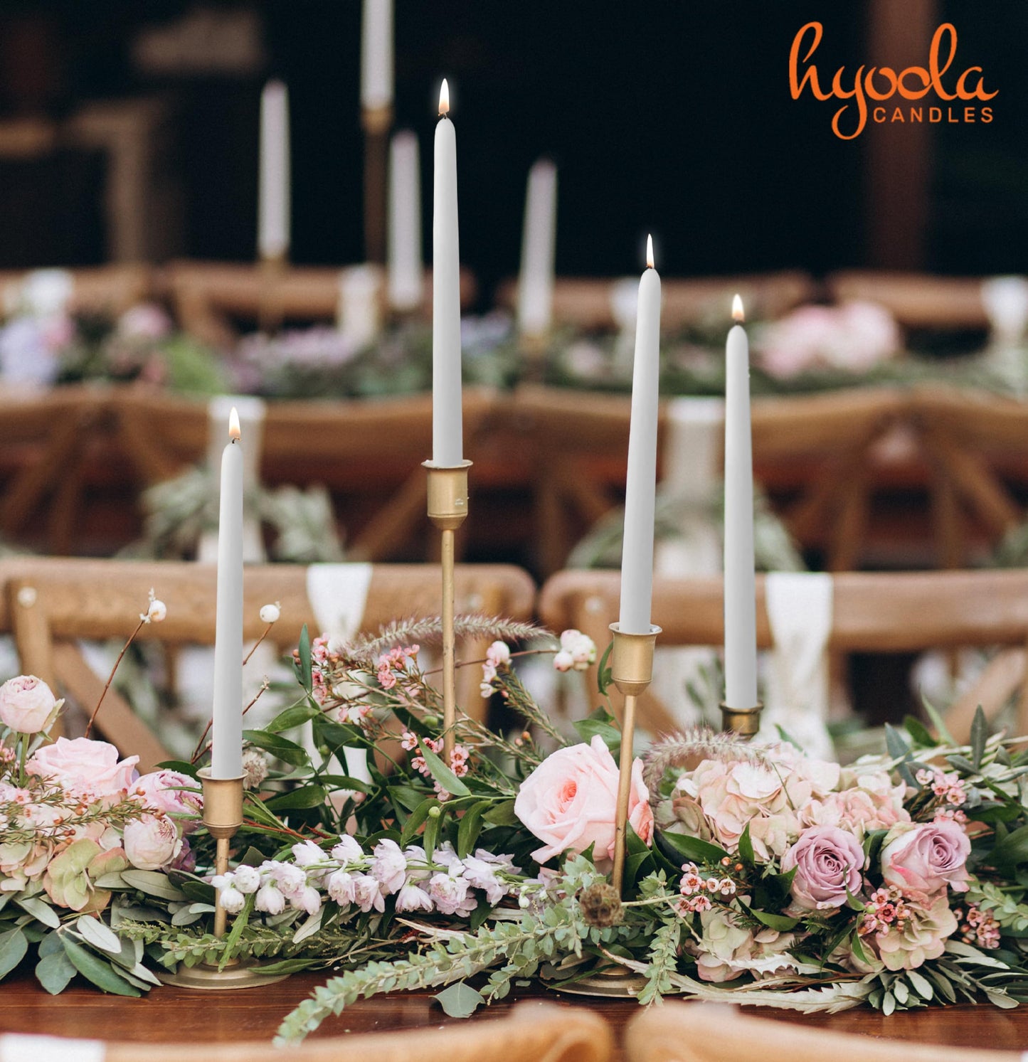 Hyoola Tall Taper Candles - 10 Inch White Unscented Dripless Taper Candles - 8 Hour Burn Time - 4 Pack