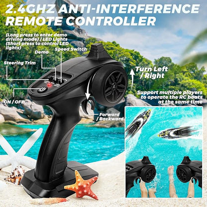 BEZGAR TX123 Remote Control Boats - Fast Speed RC Boat 32+ KPH with A Portable Suitcase for Lakes &amp Pools &amp Salt Water Summer Toys for Adults and Ideal Gifts for Kids Boys Age 6 7 8-12 Years