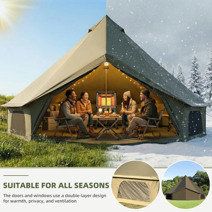 YOLENY 4 Season Bell Tent fits 3-4 People Waterproof Yurt Tent with Stove Jack Glamping Tent for Family Camping and Outdoor Parties 10FT