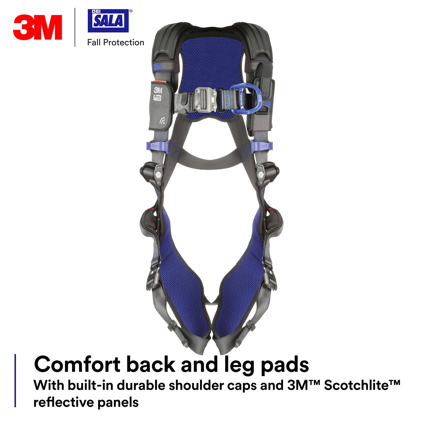 3M 113052 DBI-SALA ExoFit X300 Comfort Vest Positioning Safety Harness Fall Protection, OSHA, ANSI, General Industry, Aluminum Back and Hip D-Ring, Auto-Locking Quick Connect Leg and Chest Buckles, L