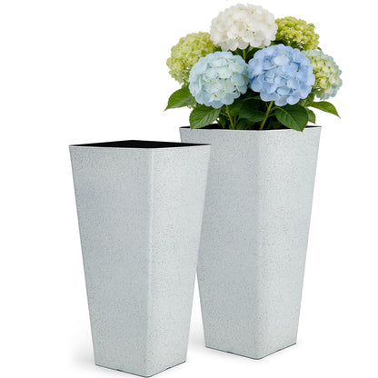 Autodaya 28" Tall Planters for Outdoor Plants, Extra-Large White Flower Pots for Blaconl, Porch, Living Room Corner, Garden, Patio, Deck Decor