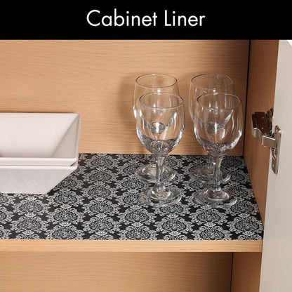 Cooyes Shelf and Drawer Liners for Kitchen Cabinets, Non-Adhesive Cabinet Liners, EVA Waterproof Durable Shelf Paper for Refrigerator, Shelves, Cupboard with European Pattern, Easy to Cut