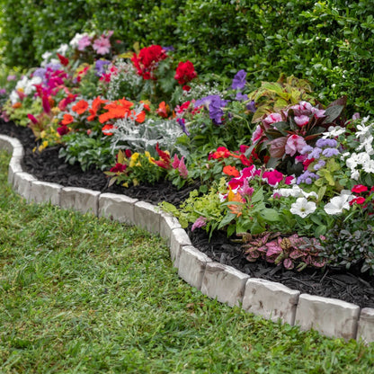 EasyFlex No-Dig Landscape Edging with Anchoring Spikes, 2.7 in. Tall Decorative Stone-Look Garden Border, 90 Foot Kit, Brown (3602B-90C)