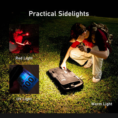 RovyVon E60 Flat EDC Flashlight 5-in-1 Rechargeable, 1500 High Lumens, UV Red and White LED Combo Compact Pocket Light for Camping Hiking Emergencies