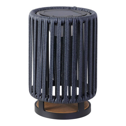 JONATHAN Y 12.5" Charcoal/Black Modern LED Solar Powered Outdoor Lantern, 8.5" x 13" with Faux Rattan Shade, USB-C Rechargeable Cordless Light for Patio Deck Porch Garden JYL2602A