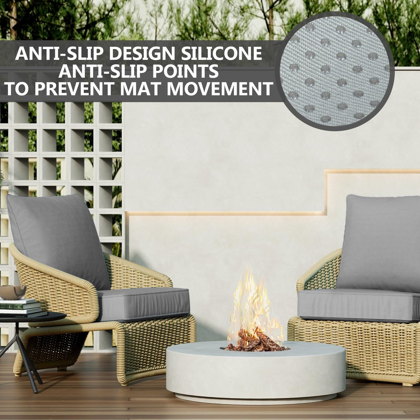 24" x 24" x 6" Outdoor Deep Seat Cushions Set - 4 Set Waterproof & Fade Resistant Patio Furniture Replacement Cushions, Non-Slip Outdoor Cushions Fit Loveseats, Couches, Chairs, and Sofas.