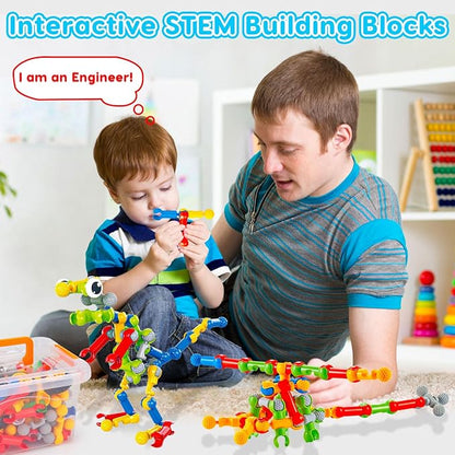 Kids STEM Building Toys for 3 4 5 6 7 8+ Year Old Boy Girl Birthday Gift 125 Pcs Preschool Classroom Educational Building Blocks Stem Kits Activities Ages 3-5 4-8 5-7 6-8 Engineering Creative Games