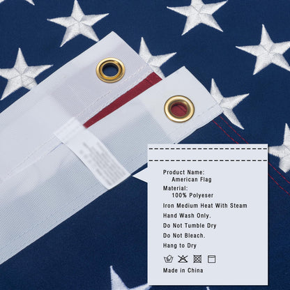 American Flag 6x10 Ft for Outside Longest Lasting- Ultra Durable, Tear-Proof Heavy Duty Spun Polyester US USA Flags - Fade Resistant, Embroidered Stars, Sewn Stripes, Brass Grommets - Outdoor Decor