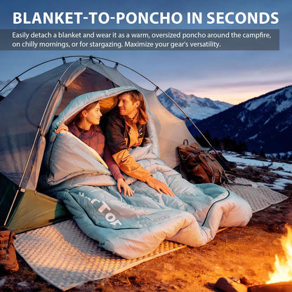 GEERTOP 2 Person Sleeping Bag with Dual Comfort Layer for Couples Adults - 4 Season Cold & Warm Weather Camping Hiking Backpacking Double Sleeping Bag