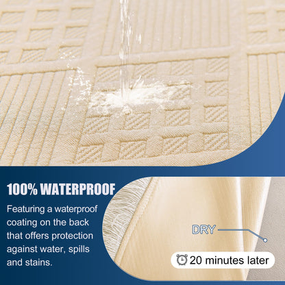 HYZOTEX Waterproof L Shaped Sectional Couch Covers Blanket 2 Piece Sectional Sofa Cover Washable L Shape Sofa Slipcover Jacquard Quilted Furniture Protector for Dogs Pets Cats (XX-Large, Light Beige)