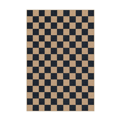 Lahome Colette Checkered Easy Jute Carpet, Washable Area Rug 6x9 Neutral Outdoor Patio Rug, Farmhouse Checkerboard Non Slip Non Shedding Floor Carpet for Dining Living Room Deck Sunroom