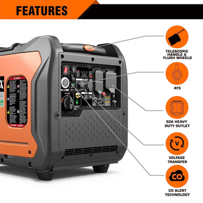 GENMAX Portable Generator, 7250W Super Quiet Dual Fuel Portable Engine with Parallel Capability, Remote/Electric Start, Ideal for Home backup power.EPA &CARB Compliant (GM7250iEDC)