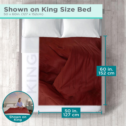 BLACK+DECKER Heated Blanket Electric Throw, Fleece Electric Blanket, Heating Blanket with 4 Heating Levels, 3H Timer, Auto Shutoff, Fast Heating (50x60 inches, Maroon)