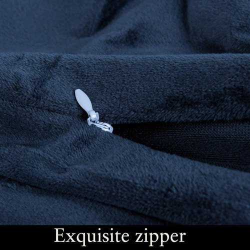 FLXXIE Velvet Pillowcases - Soft & Cozy Zipped Decorative Cases for Bedroom | 20x30 Inches, Navy Blue - 2 Pack