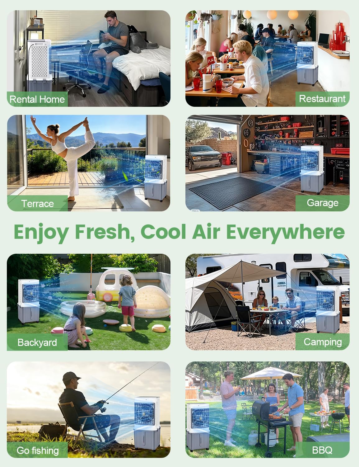 Portable Air Conditioners,Evaporative Cooler 2026 Upgraded Swamp Cooler, Windowless Portable AC Unit Cooling Fan That Blow Cold Air, 10 Gallon Water Tank,Ultra Quiet for Room,Restaurant,Indoor,Outdoor