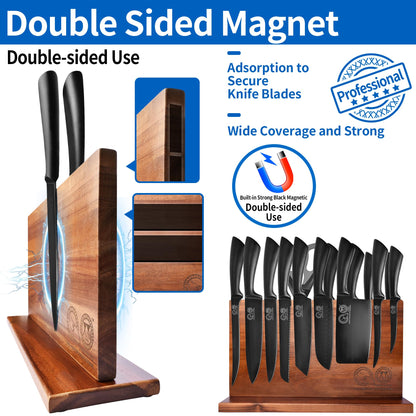 XYJ Professional Knife Sets for Master Chefs,Meat Cleaver Butcher for Camping,Chef Knife Set with Magnetic Knife Block,Stainless Steel Kitchen Knives Tools Kit