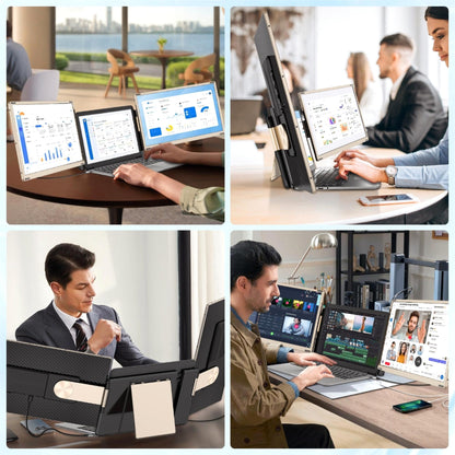 Laptop Screen Extender, 14'' FHD 1080P IPS Ultra-Thin Dual/Triple Monitor Display, HDMI/USB-C Plug-Play Portable Monitor for Laptop, Built-in Speakers(Mac, Win, Android)