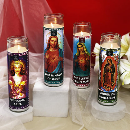 Welburn Veda&Co™ Prayer Candles - Pack of 4, 90 Hours Burn Time Smokeless Unscented Glass Pillar Candle 100% Refined Paraffin Wax, Religious, Memorial, Christmas Vigil, Wedding Home Decor, Emergencies