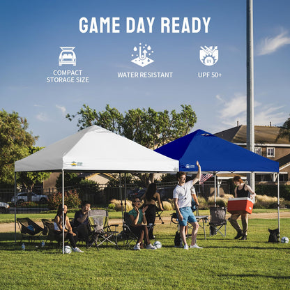 CROWN SHADES 10x10 Pop Up Canopy, Patented CenterLok One Push Tent Canopy, Newly Designed STO-N-GO Storage Bag, 8 Stakes, 4 Ropes (10x10, White)