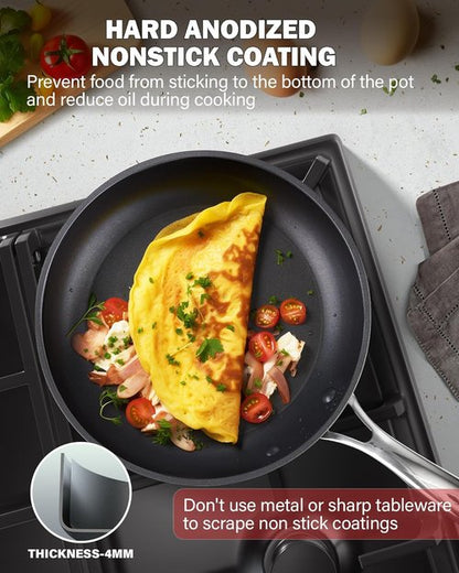 Cooks Standard 8-Inch Nonstick Frying Omelet Pan - Classic Hard Anodized Skillet in Black
