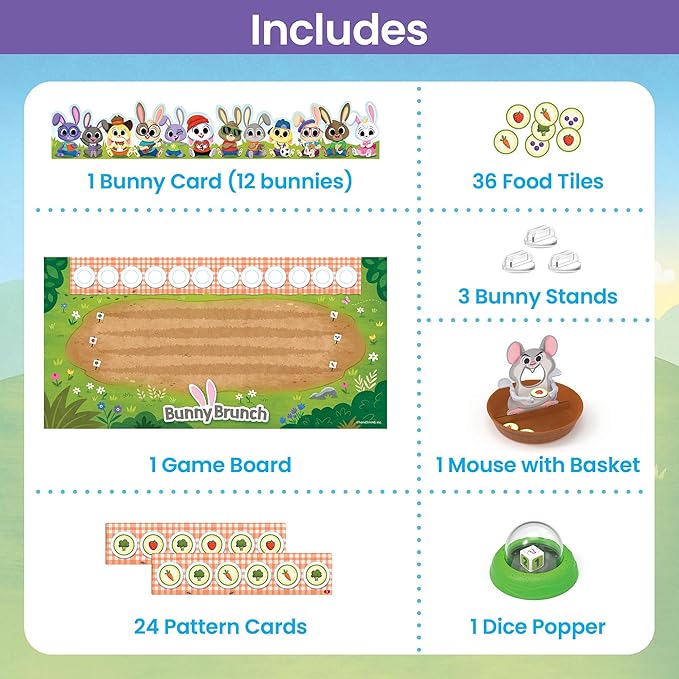 hand2mind Bunny Brunch Cooperative Board Games Toddler Educational Toys Kindergarten Math Games Preschool Learning Activities Indoor Recess Games for Classroom Easter Gifts for Kids