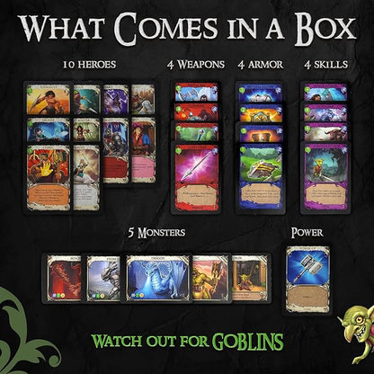 Goblins &amp Glory Strategy Board Game – Fantasy Deck Building Adventure with Heroes Monsters &amp Quests – Fun Card Game for Adults &amp Teens Ages 14+ 3–5 Players 30+ Minute Gameplay