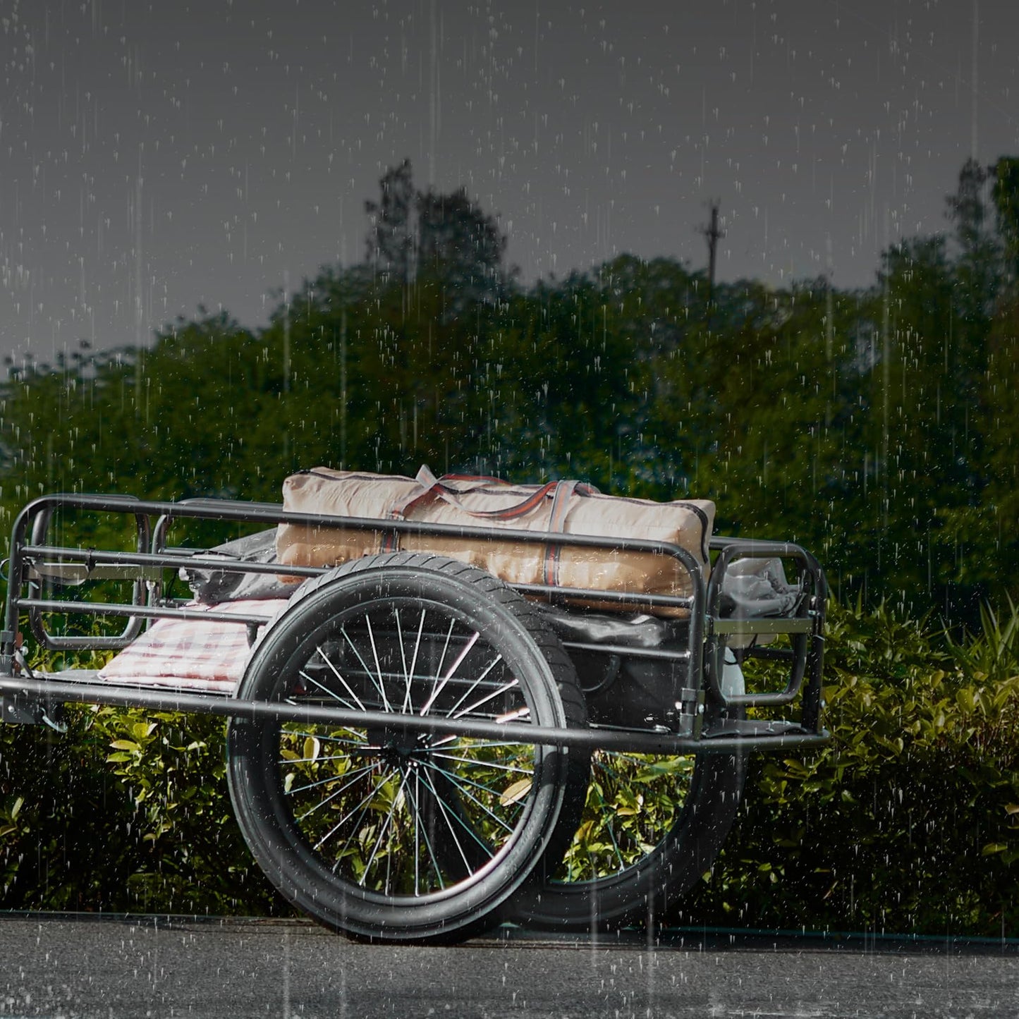 VEVOR Bike Cargo Trailer, 275 lbs Load Capacity, Foldable Compact Storage & Quick Release with Universal Hitch, 20" Wheels, Fits Most Bike Wheels, Carbon Steel Frame, Heavy-Duty Bicycle Wagon Cart