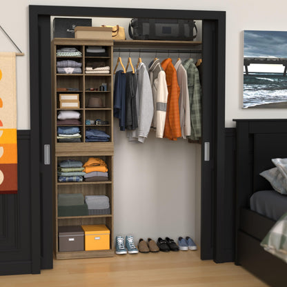 ClosetMaid Modular Storage Organizer Kit Includes; (1) 12-Shelf Unit with Dividers, (1) 3-Shelf Unit, and (1) Hang Rod Shelf Unit, Sand