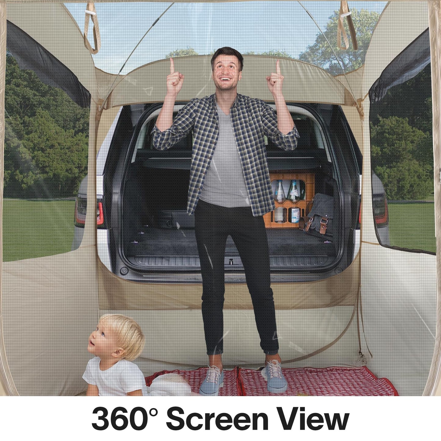 Alvantor® Pop Up Screen House, 4 in 1 Outdoor Camping Tent,6'x6'Screen Room with Mosquito Netting &Waterproof PVC, PVC Clear Top SUV Tent with Carry Bag, Instant UV Resistant Sun Shelter