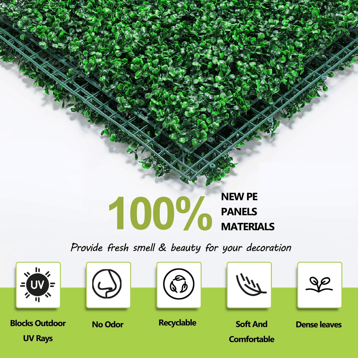 AOKIE 20"X20" Artificial Grass Wall, 24Pcs Boxwood Hedge Wall Panels UV-Anti Grass Backdrop Wall Decor, Greenery Privacy Hedge Screen for Indoor Outdoor Patio Balcony, Party Garden Fence Decor