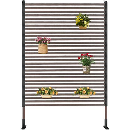 OnlyGarden Outdoor Privacy Screen Fence with Stand 4FT x 6FT, Freestanding Privacy Fence Panels for Outside, No Dig Fence for Air Conditioner, Trash Can, AC Unit, Patio Lattice Fence Trellis Brown