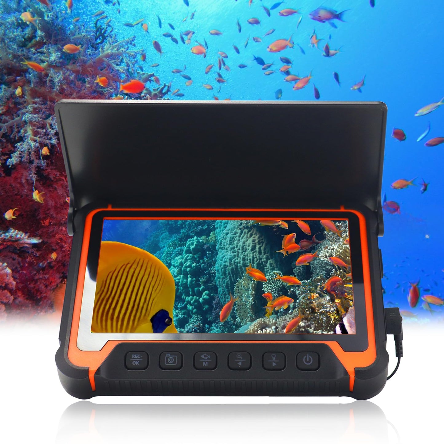 Gatebig Portable Fish Finders,Underwater Fishing Camera with 7''IPS Screen,1000TVL Ice Fishing Camera with 12pcs Infrared Lights,6H Battery,USB-C Charging,49FT/15M Cable for Lake Boat Ice Fishing