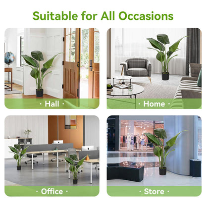 WC WAH CHUN Artificial Bird of Paradise Plant Fake Tropical Palm Tree for Indoor Outdoor, Perfect Faux Plants for Home Garden Office Store Decoration (H 120cm)
