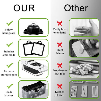 25-in-1 Vegetable Chopper with 13 Blades - Mandoline Slicer -Food Chopper w/Container - Cheese Grater - Veggie Salad Onion Chopper - Kitchen Gadget - Home Essentials - Kitchen Accessories