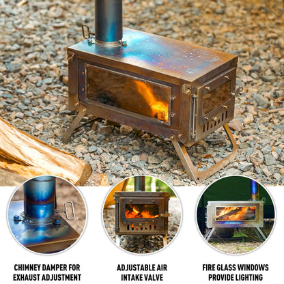 FireHiking Titanium Stove Portable Folding Tent TA1 Stove FireOne Mini for Camping Backpacking Hunting Cooking 3.4lb