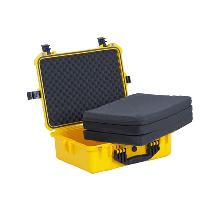 MEIJIA Portable IP67 Waterproof Protective Case,Hard Camera Case,Customized Fit Foam Inserted,Fit for Camera, Equipments, Lens,Drones,19.78“X15.77"x7.41" (Yellow)