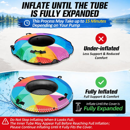 ZEALFEEL River Tube, 48'' Heavy Duty Rubber River Float Tube with Commercial Grade Inner Tube, Premium Canvas Cover, Removable Cup Holder & Tow Strap, Inflatable Tube for Adults Lake Pool Floating